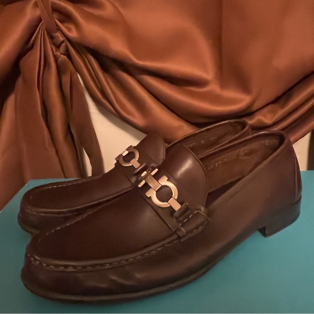 Ferragamo Brown Leather Bit Loafers Mens 10.5 Italy